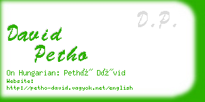david petho business card